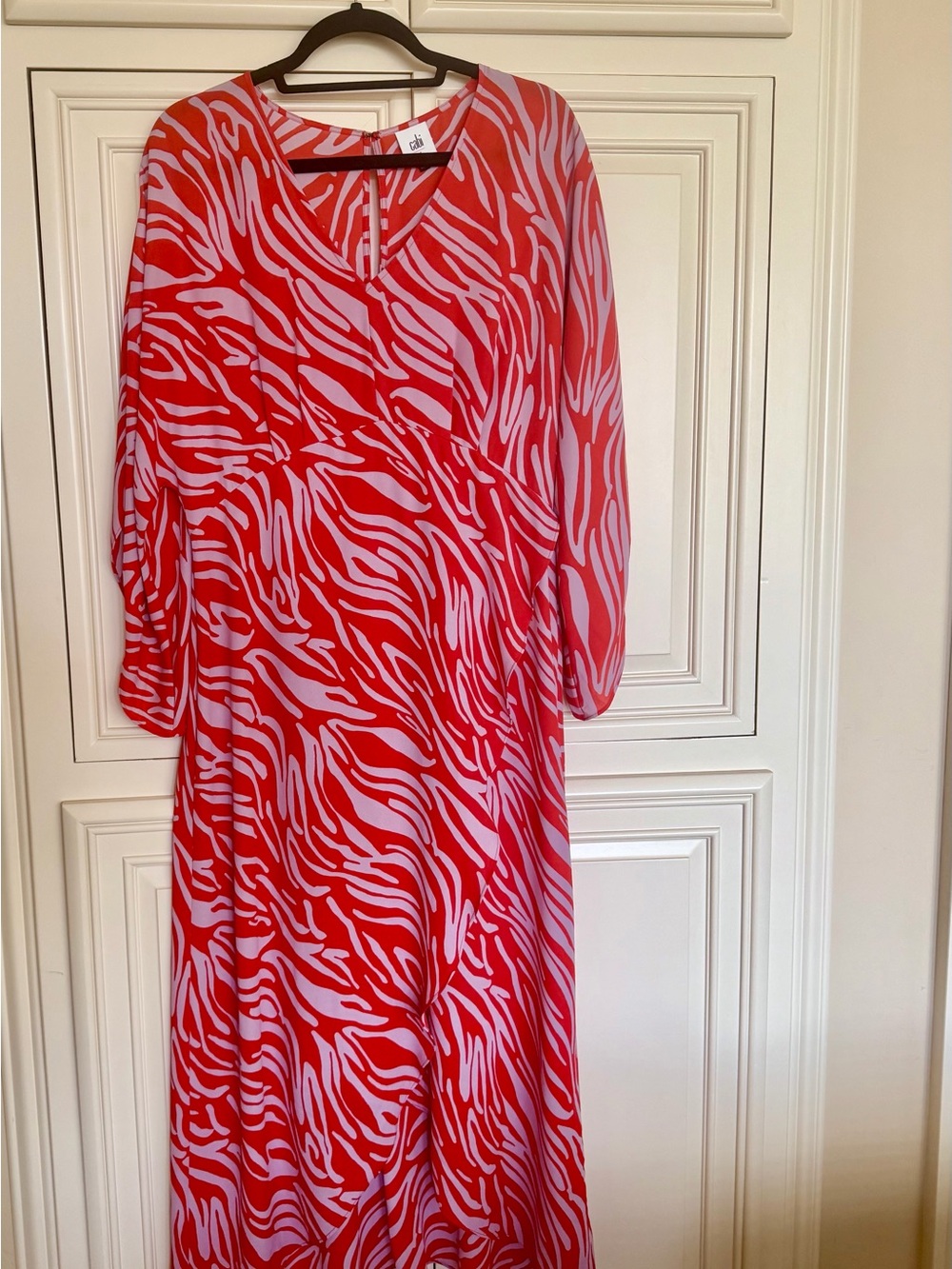 CAbi Red and White Zebra-Print Maxi Dress